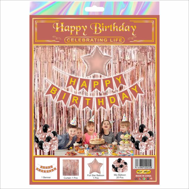 Rose Gold Happy Birthday Decoration Combo Kit – 23 Pieces