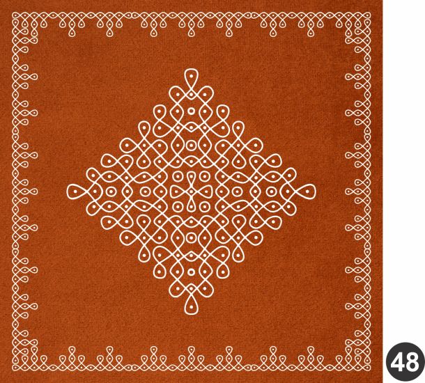 Traditional Kolam Rangoli Floor Mat – Brown & White Design