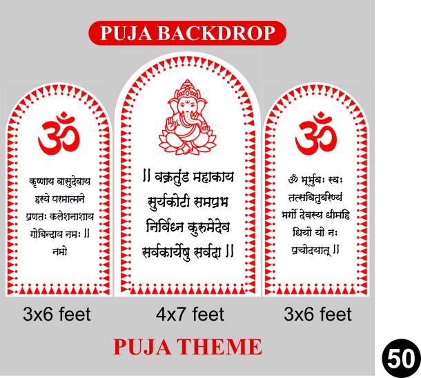 Ganesh Puja Mantra Backdrop Set – 3×6 ft and 4×7 ft