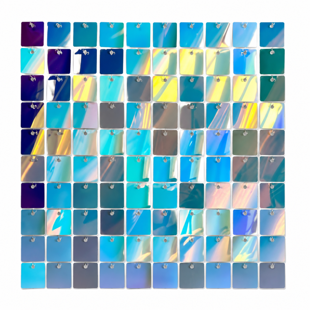 Iridescent Blue Shimmer Sequin Backdrop Panel for Party Decoration