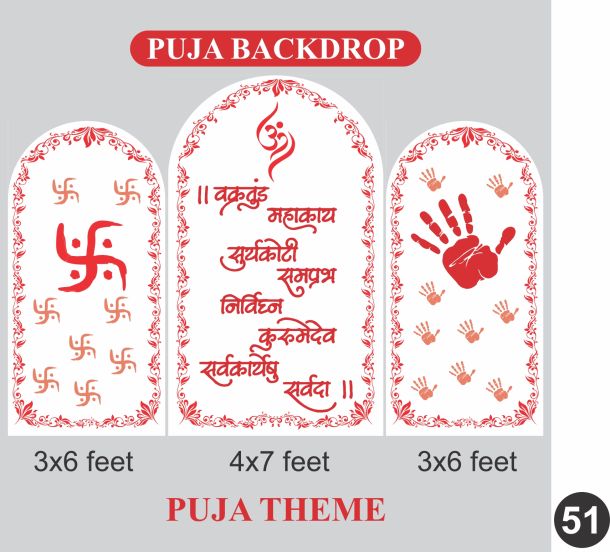 Traditional Puja Mantra Backdrop Set – 3×6 ft and 4×7 ft