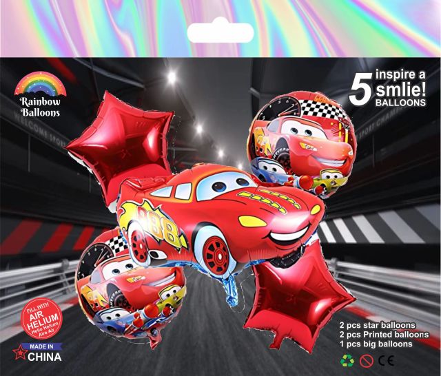 Racing Car Theme Foil Balloon Set – 5 Pcs