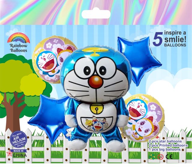 Doremon Theme Foil Balloon Set – 5 Pcs