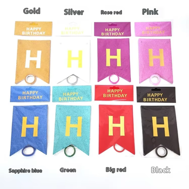 Glitter Happy Birthday Paper Banner